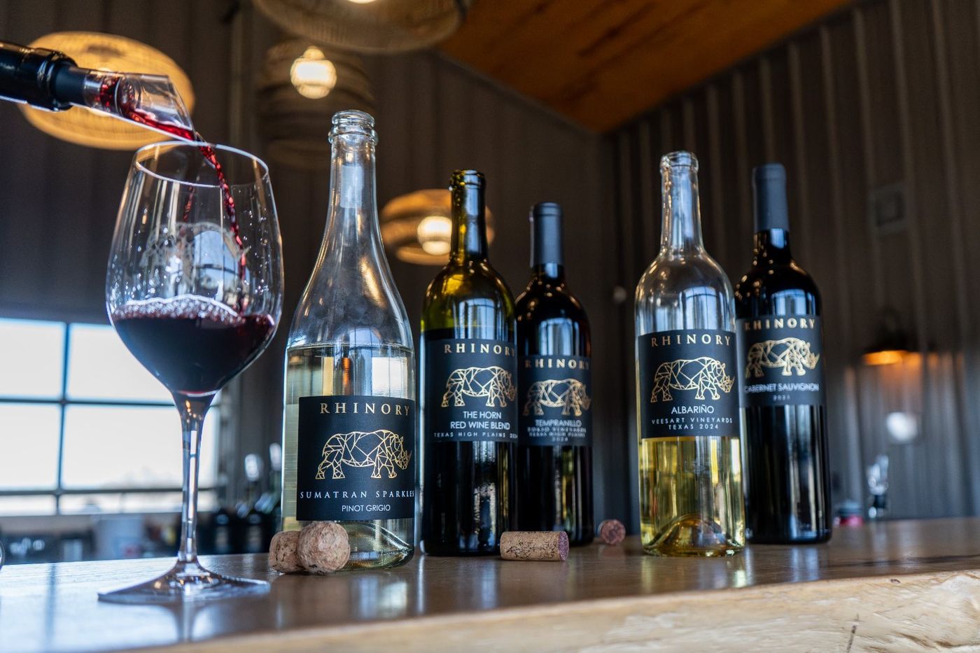 A guided flight poured at the Rhinory tasting room bar