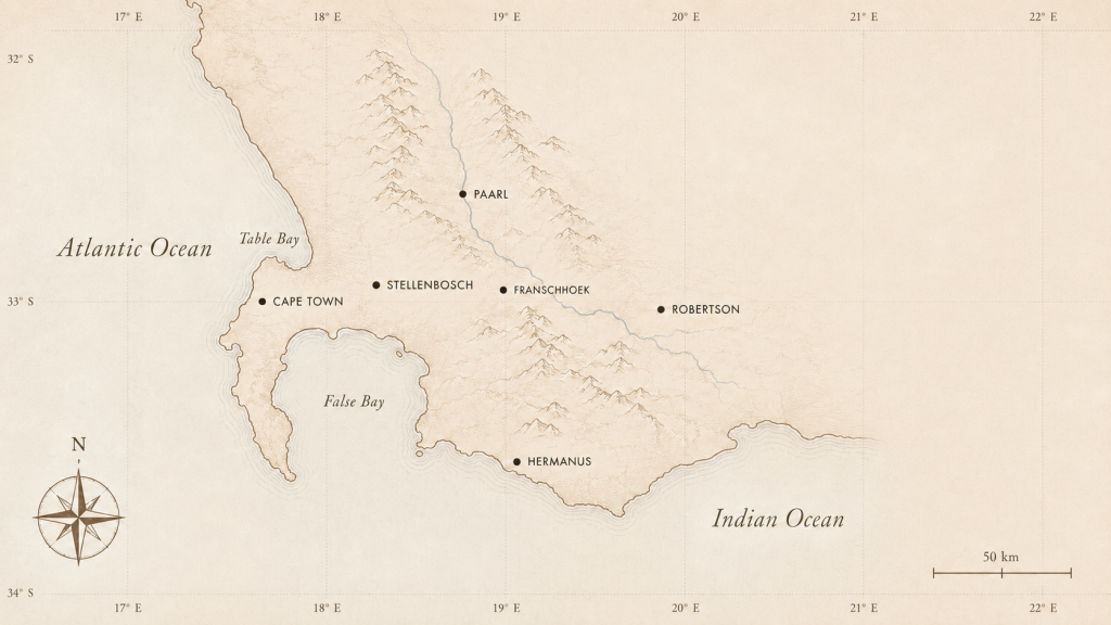 Western Cape wine region map